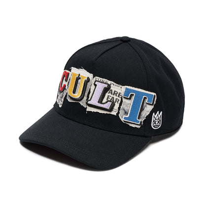 A Frame Trucker Hat "Cult Newsprint" | Black