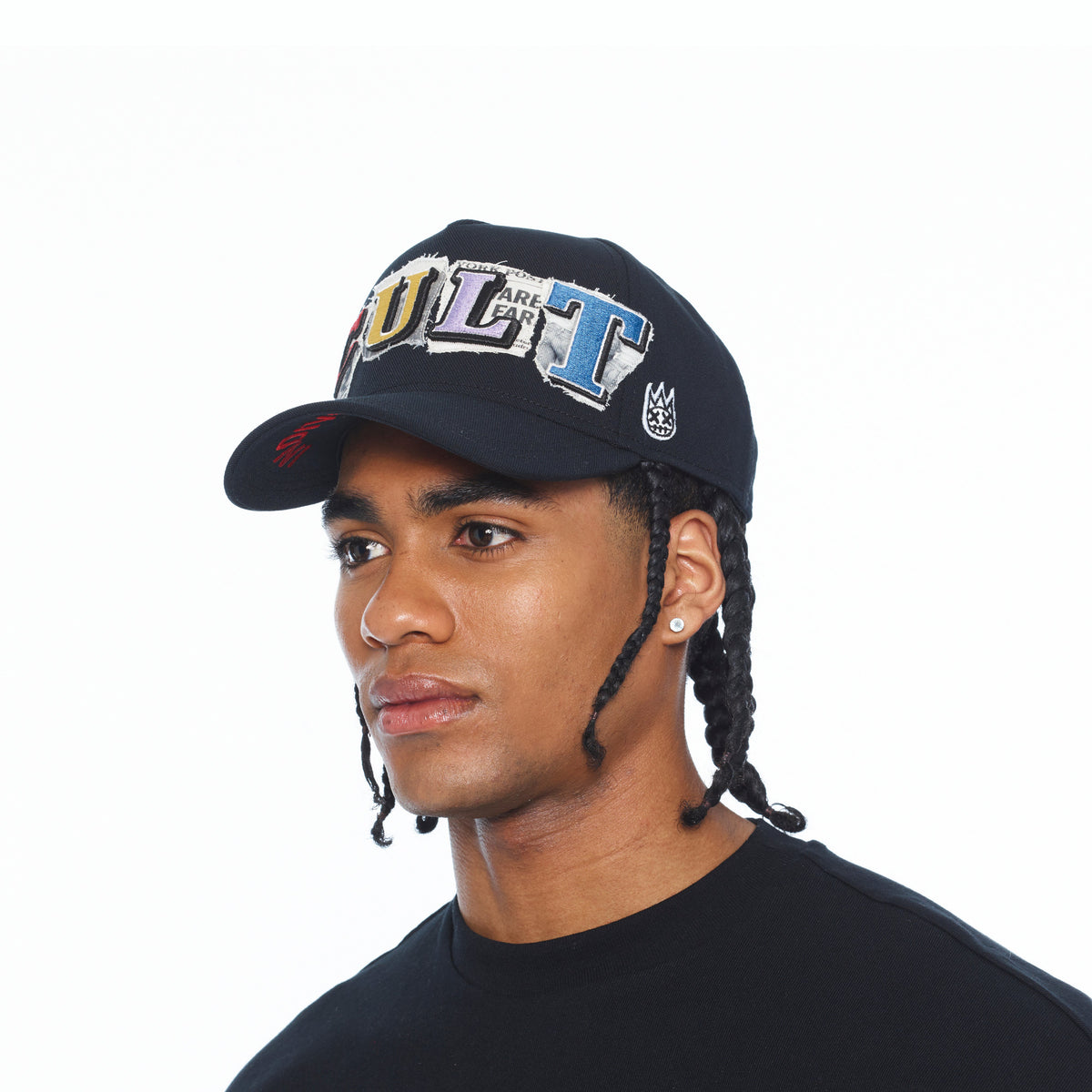 A Frame Trucker Hat "Cult Newsprint" | Black