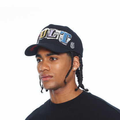 A Frame Trucker Hat "Cult Newsprint" | Black