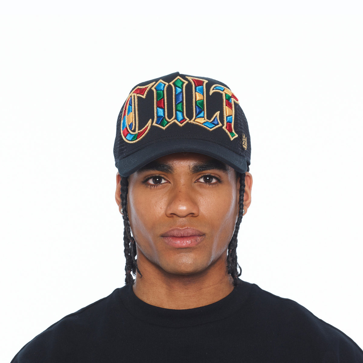 Cult's Mesh Back Trucker Hat "Stained Glass" In Black
