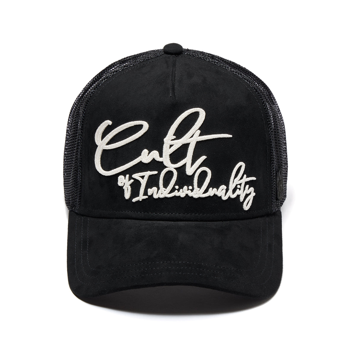 Mesh Back Trucker Hat "Grasshopper Emb Hat" | Black
