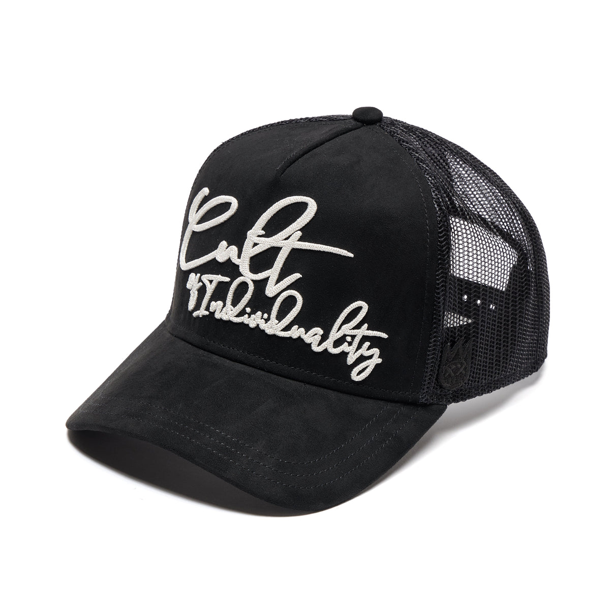 Mesh Back Trucker Hat "Grasshopper Emb Hat" | Black
