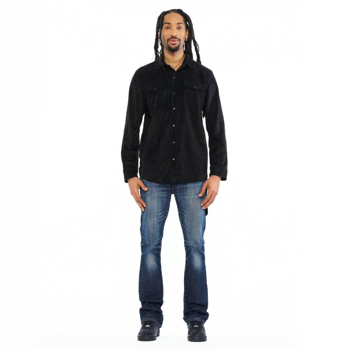 Cult's Classic Suede Full Button Shirt In Black