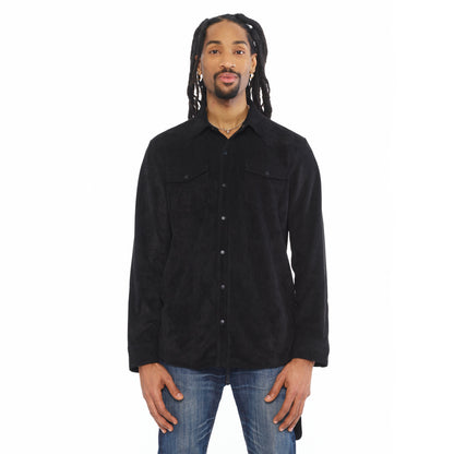 Cult's Classic Suede Full Button Shirt In Black