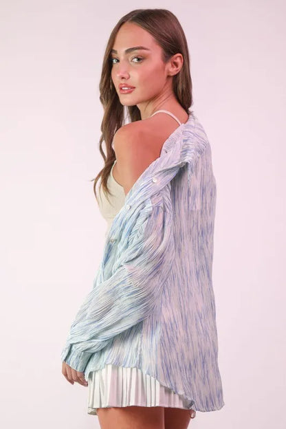 Oversized Printed Button Up Shirt.