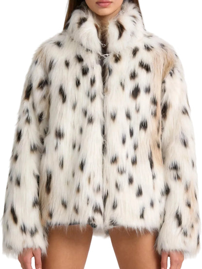 Faux Fur Leopard Turtleneck Outerwear
