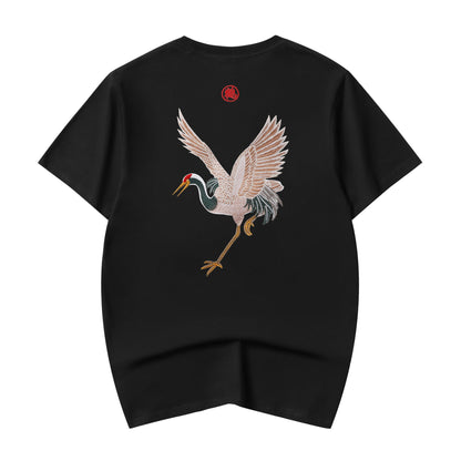Flying Crane Embroidery Tee