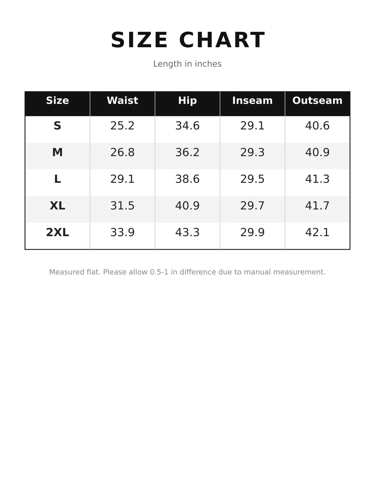 Size chart for the high-waisted distressed wide-leg jeans
