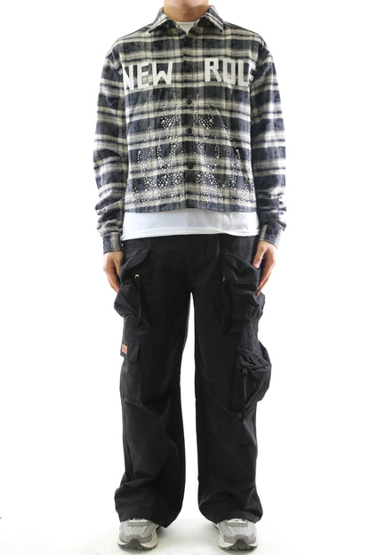 Heavy Flannel Crop Top Button Down Shirt