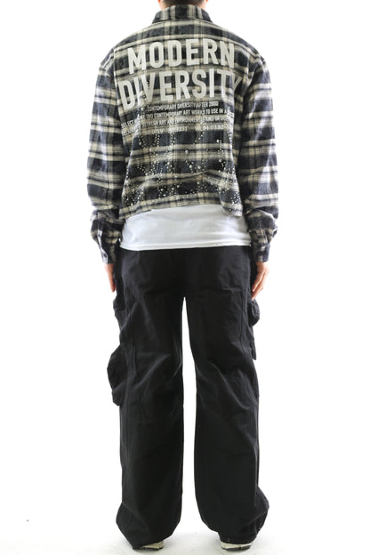 Heavy Flannel Crop Top Button Down Shirt