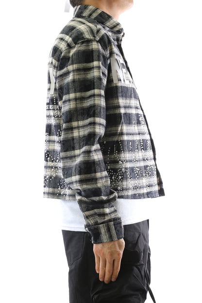 Heavy Flannel Crop Top Button Down Shirt
