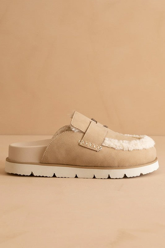 Suede Sherling Cozy Loafer Mule