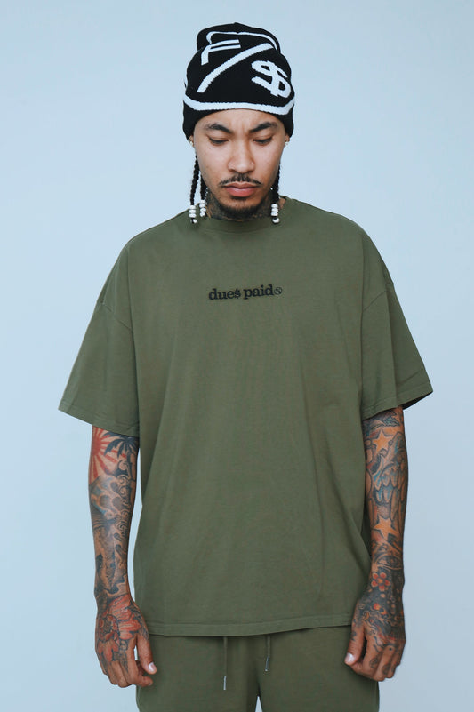 Dues Paid Oversize Shirt | Military Green