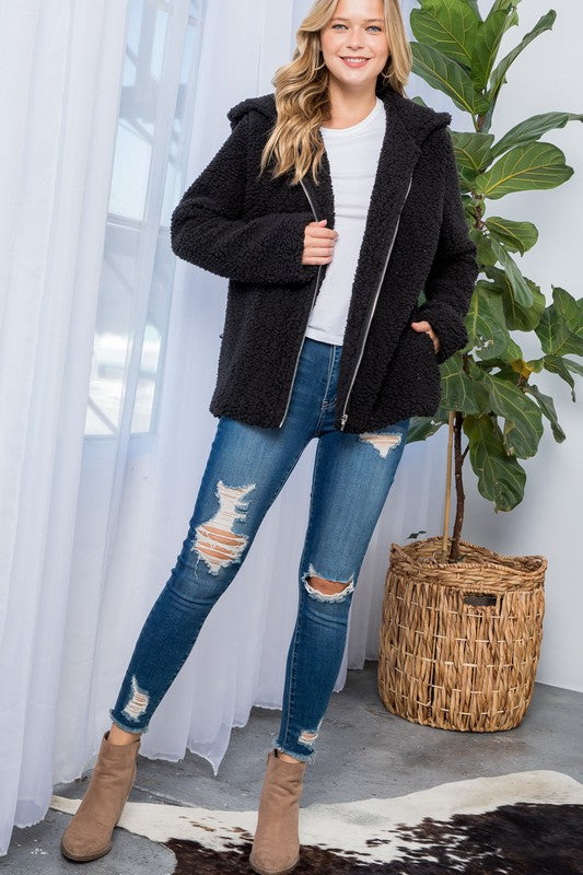 Sherpa Fur Hoodie Jacket