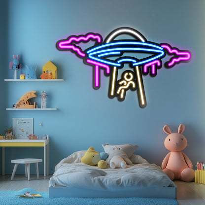 UFO Metal Neon Wall Art
