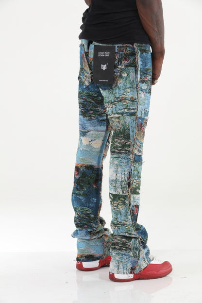 Painting Tapestry Stacked Flare Jeans