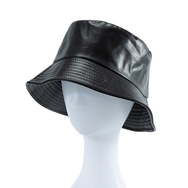 FAUX LEATHER BUCKET HAT