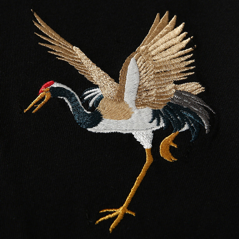 Flying Crane Embroidery Tee