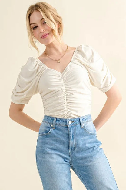 Buttery Soft Ruched Detailed Jersey Bodysuit.