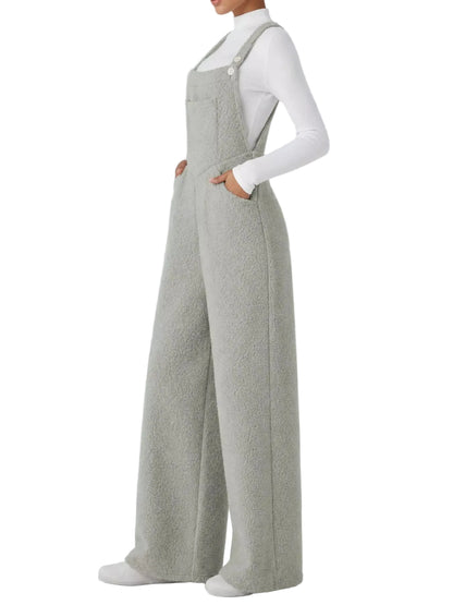 Mock Neck Top and Fleece Overalls Set