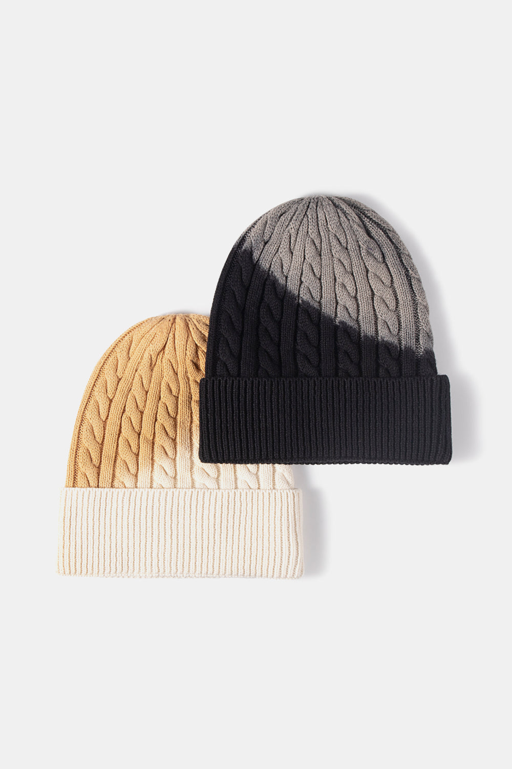 Contrast Tie-Dye Cable-Knit Cuffed Beanie