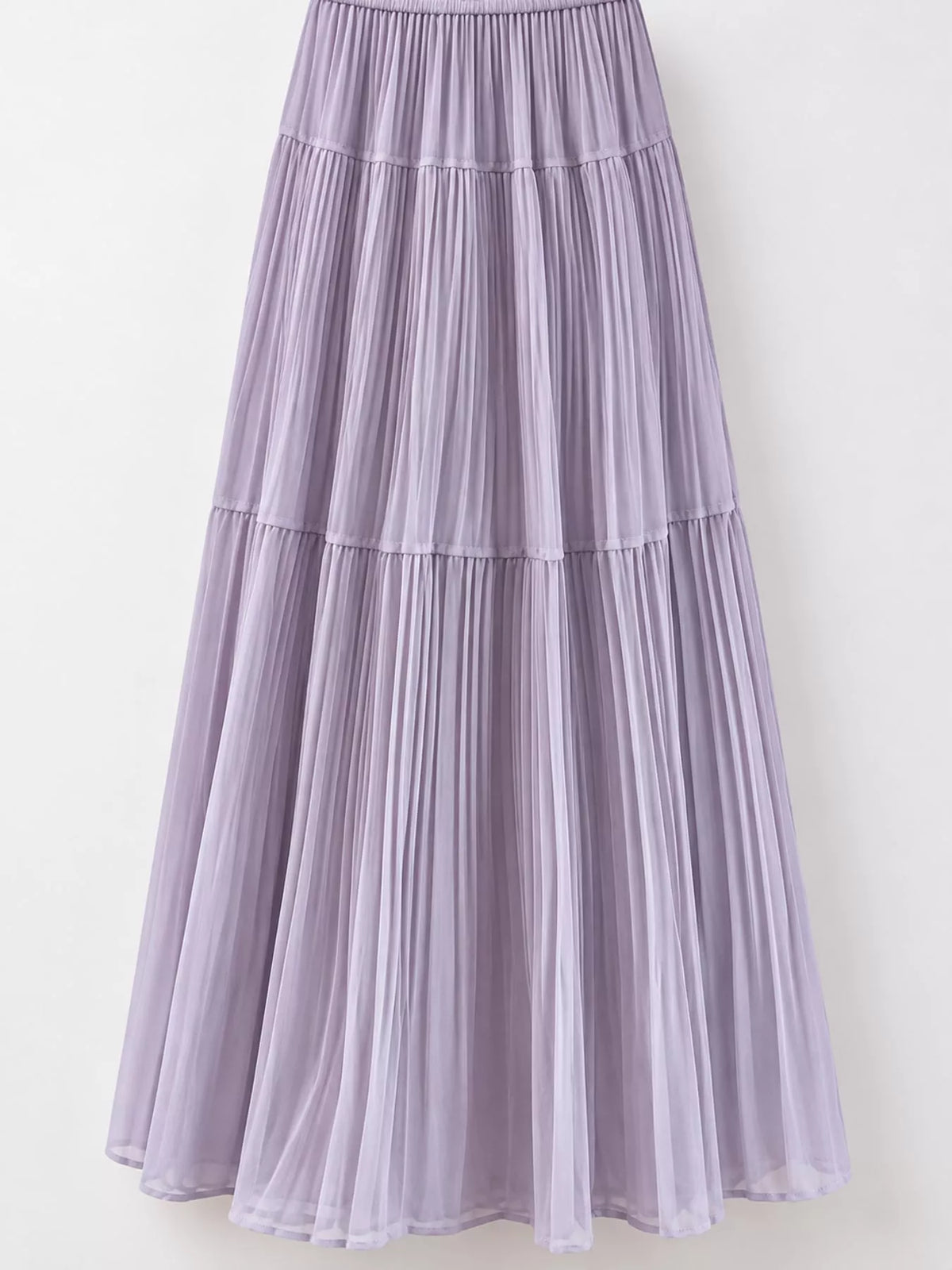 High-waisted tiered pleated maxi skirt
