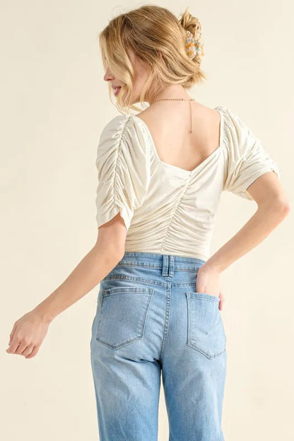 Buttery Soft Ruched Detailed Jersey Bodysuit.
