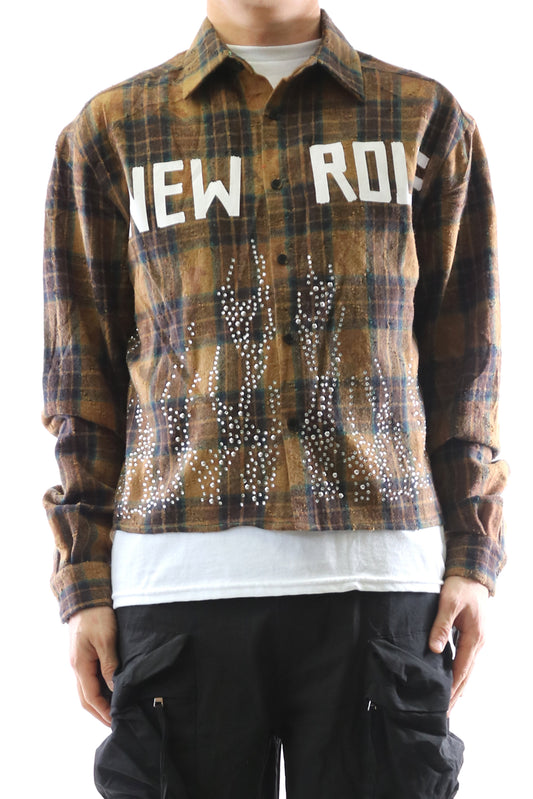 Heavy Flannel Crop Top Button Down Shirt