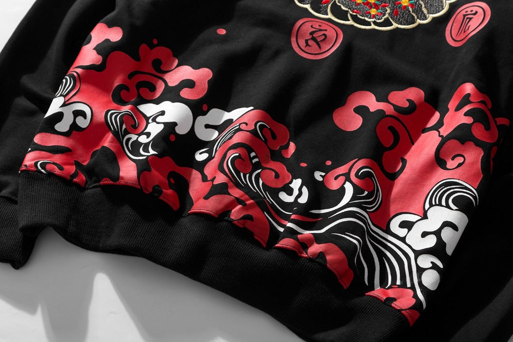 Red Demon Embroidery Hoodie
