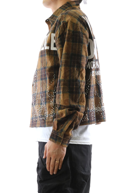 Heavy Flannel Crop Top Button Down Shirt