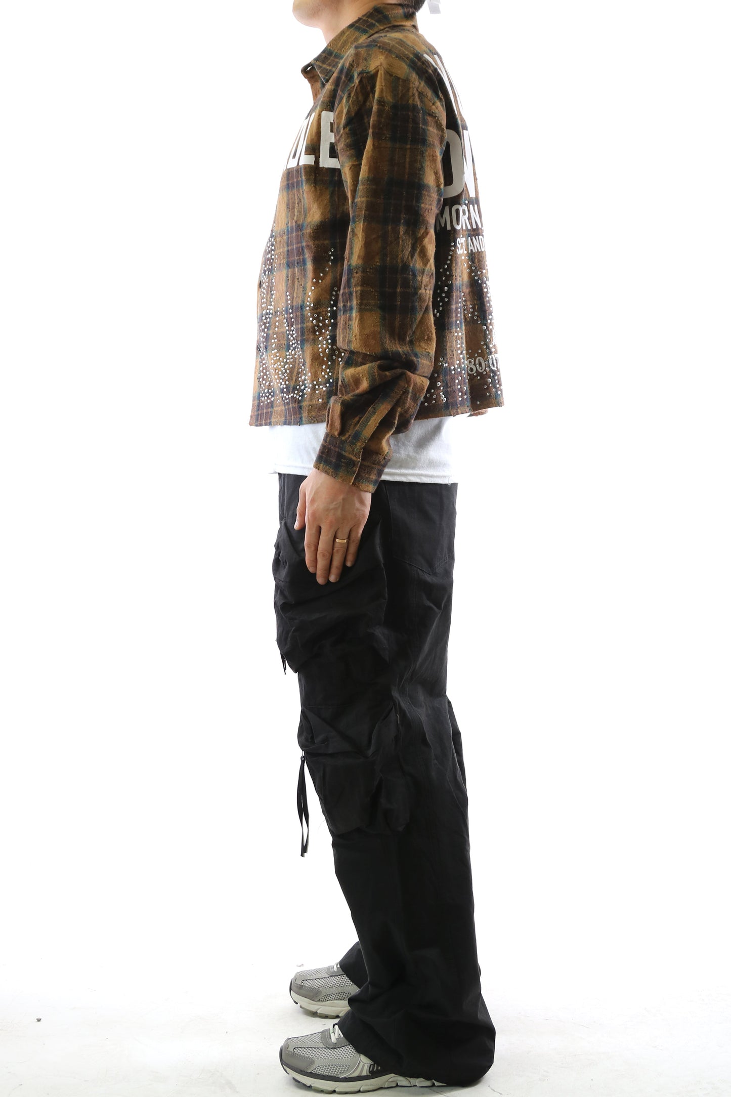 Heavy Flannel Crop Top Button Down Shirt