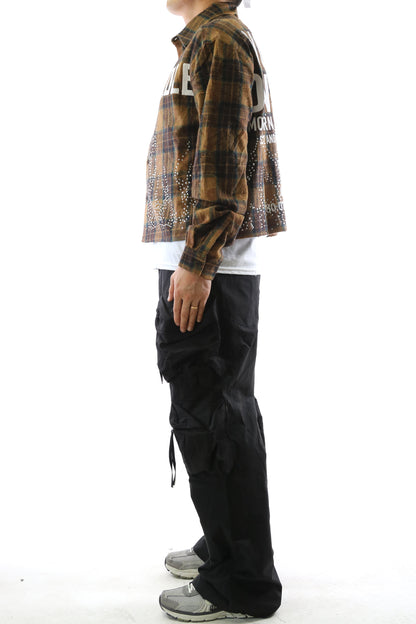 Heavy Flannel Crop Top Button Down Shirt