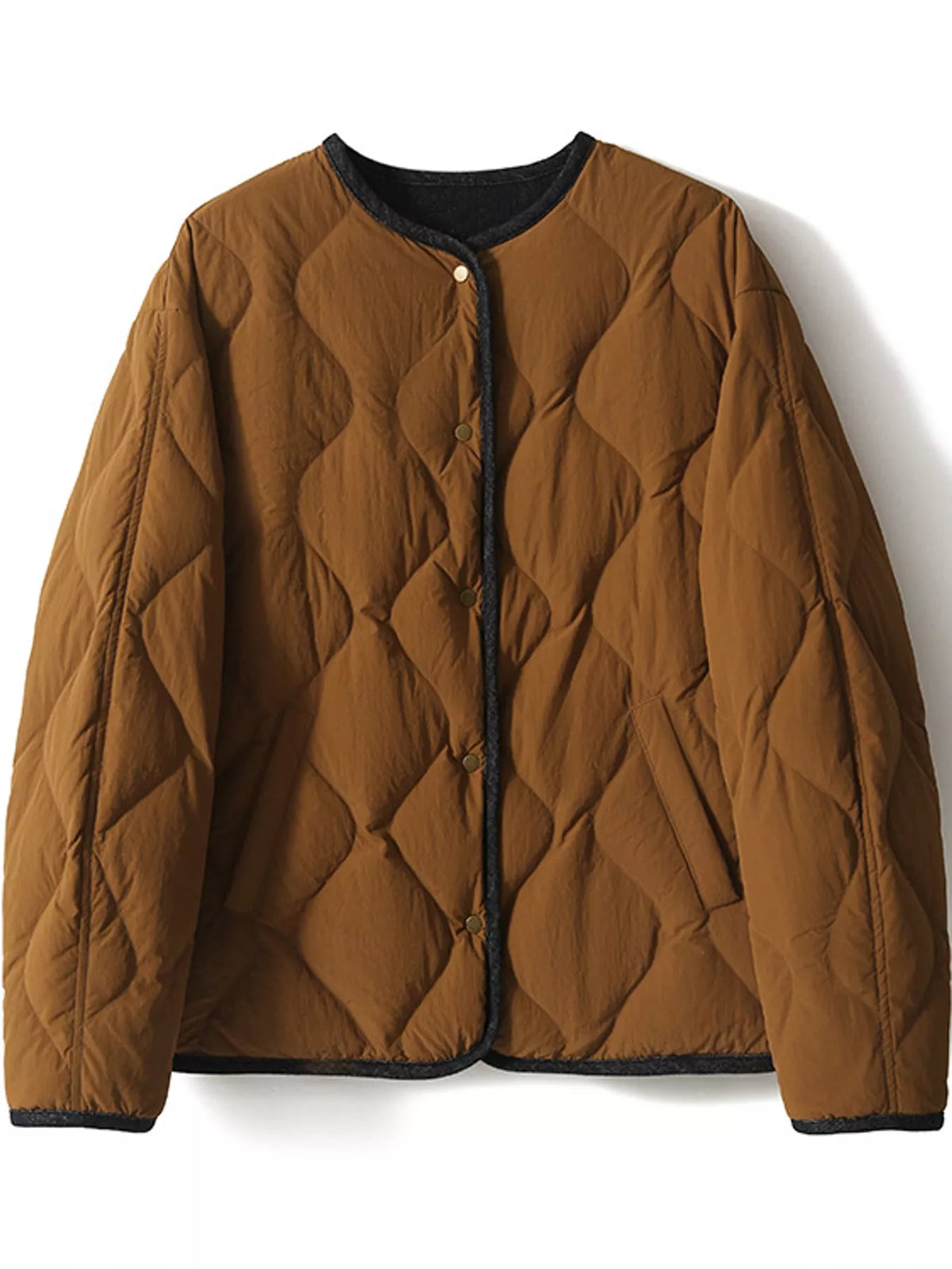 Diamond-quilted lightweight cropped reversible down jacket