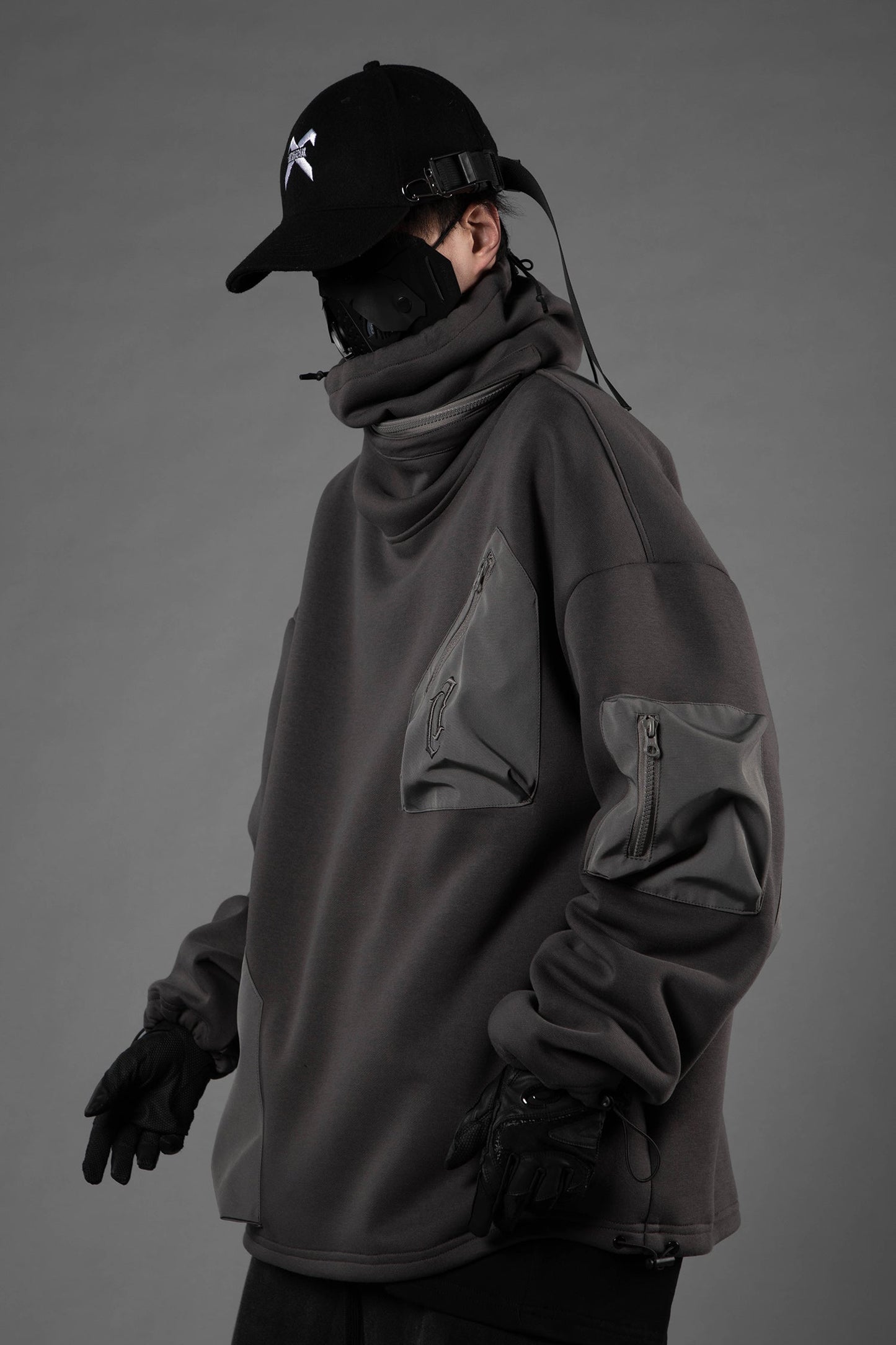 HiH33 Grey Utility Hoodie
