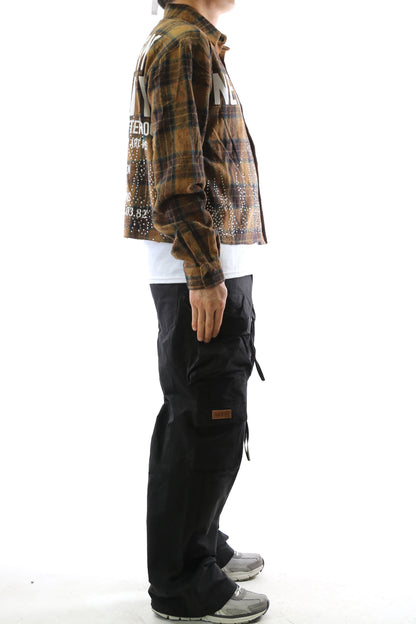 Heavy Flannel Crop Top Button Down Shirt
