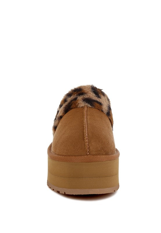 Kutchu Leopard Faux Fur Platform Classic Slingback