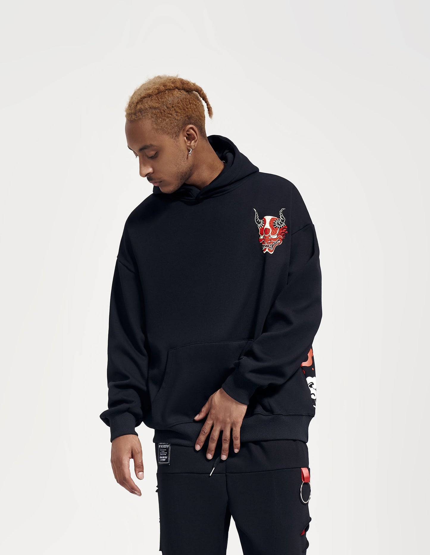 Red Demon Embroidery Hoodie