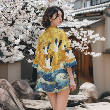 Golden Cranes Kimono