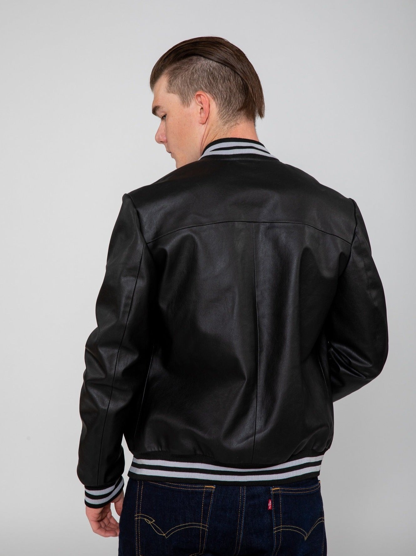 Jett Varsity Lightweight PU Faux Leather Bomber Jacket