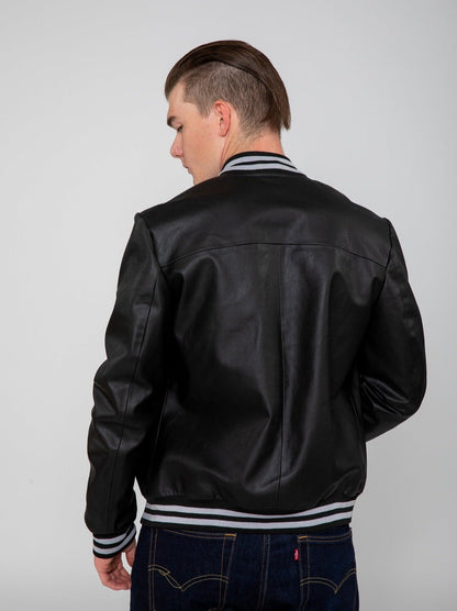 Jett Varsity Lightweight PU Faux Leather Bomber Jacket