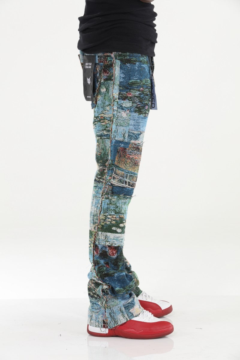 Painting Tapestry Stacked Flare Jeans