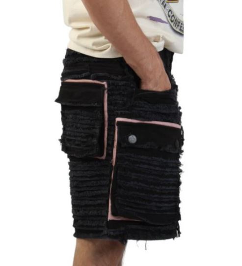 Shredded Denim Cargo Shorts