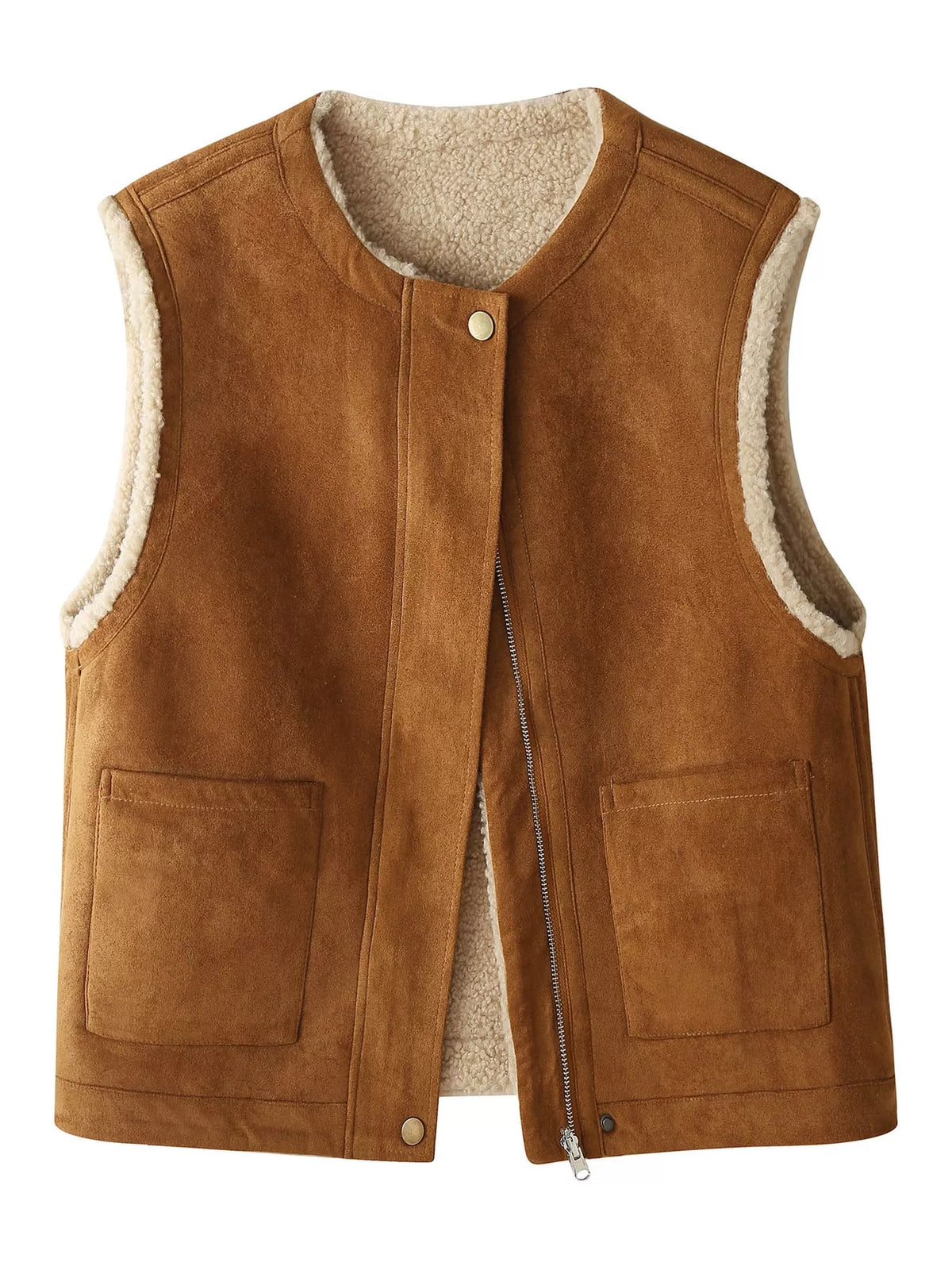 Reversible sherpa vest coat