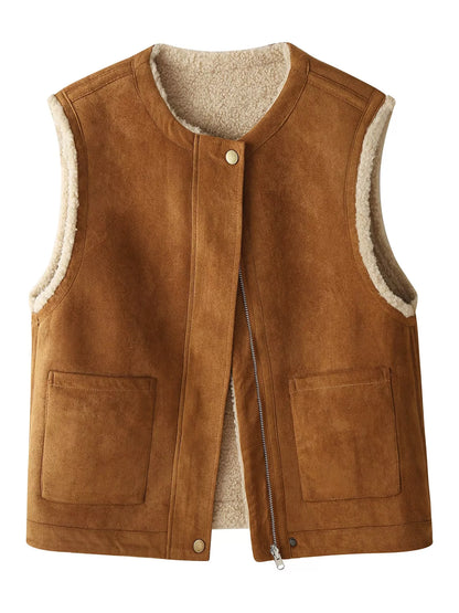 Reversible sherpa vest coat