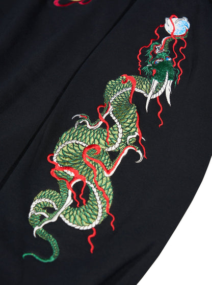 Green Dragon Embroidery Hoodie