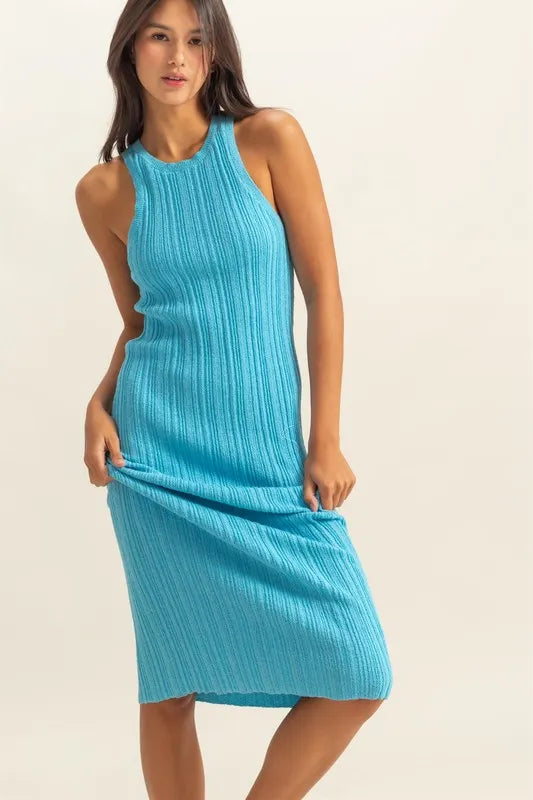 Round Neck Bodycon Ribbed Knit Dress.