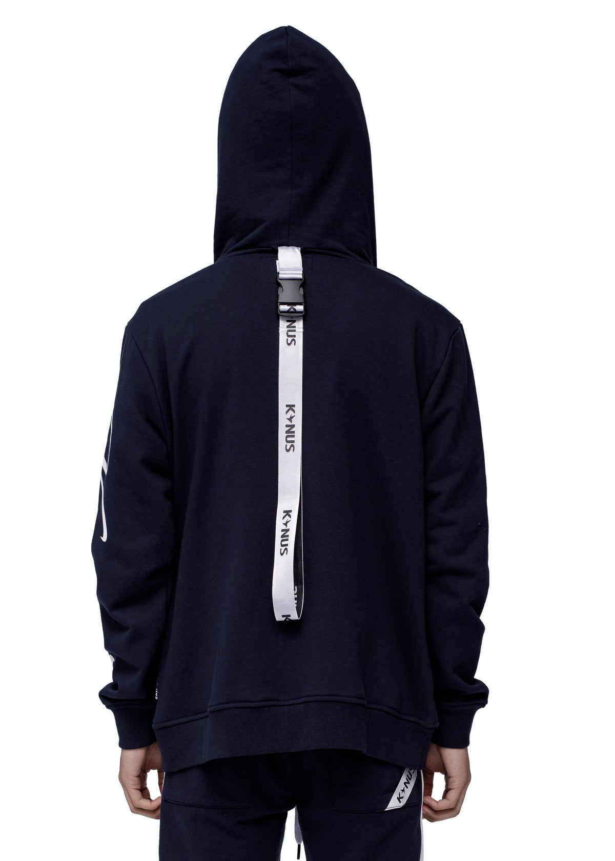 Mock Neck Zip Up Hoodie with Zipper Pockets | Navy