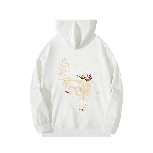 Reindeer Embroidery Hoodie