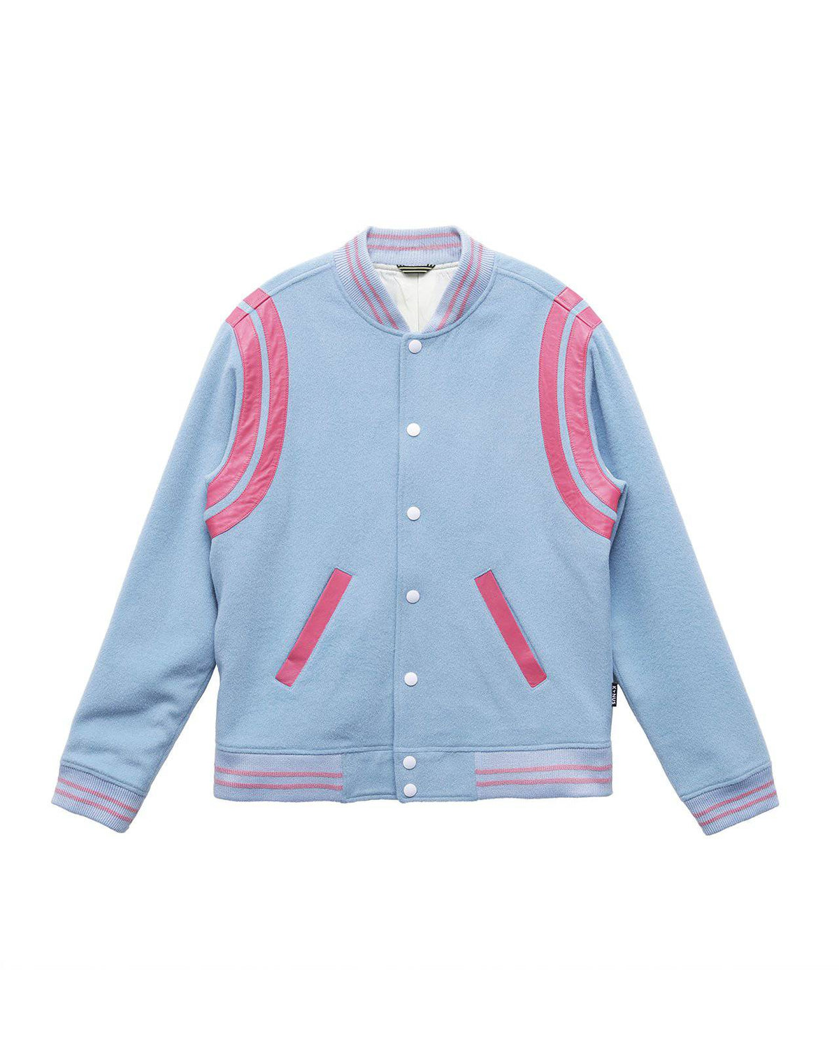 Wool Blend Varsity Jacket | Blue