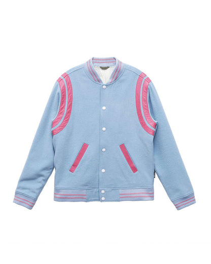 Wool Blend Varsity Jacket | Blue
